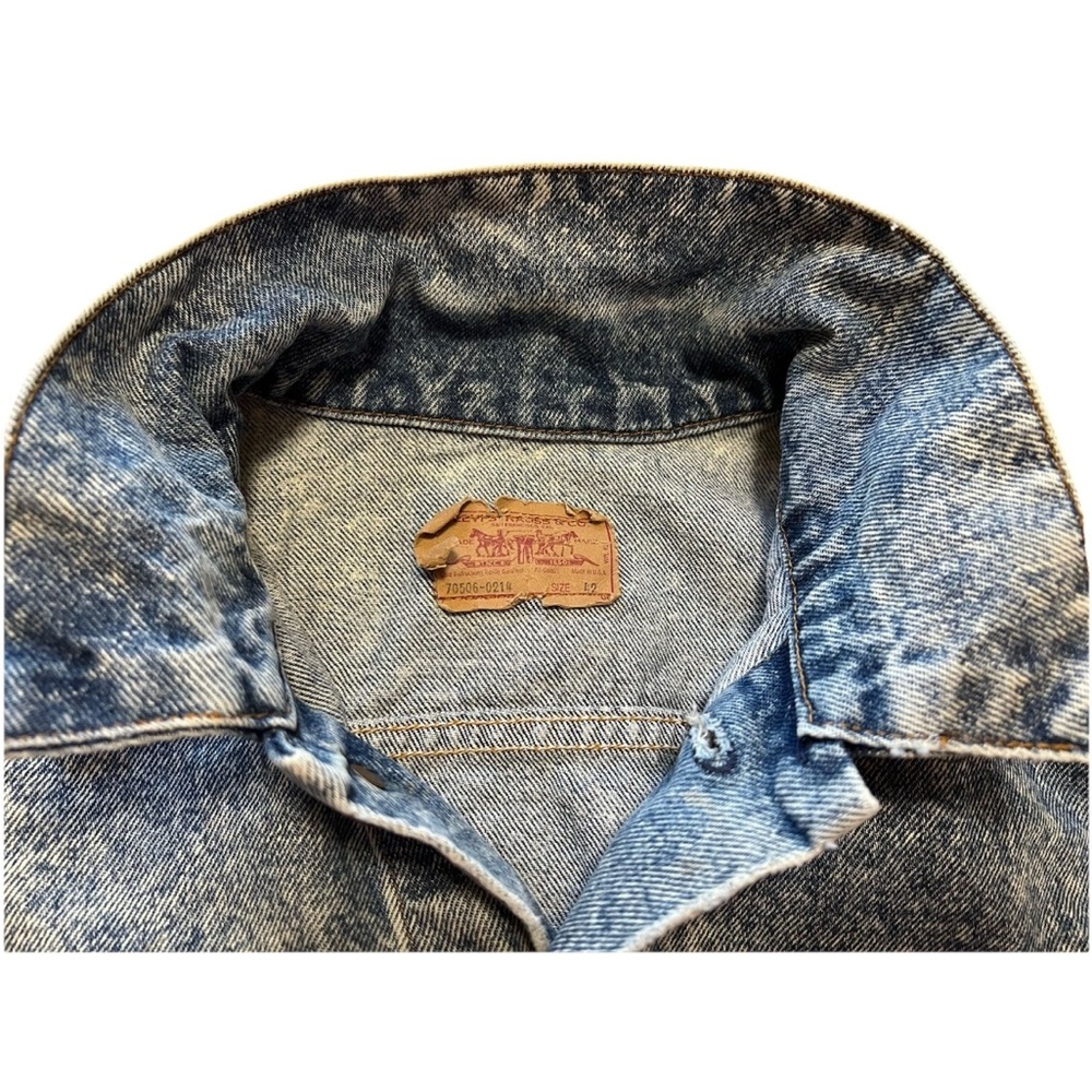 Vintage 80s Levis 70506 0214 Acid Wash Denim Trucker Jacket Men Size 42 USA Made - Picture 3 of 14